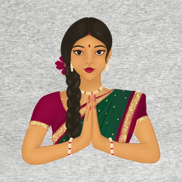 Indian lady Namaste by HariniArts